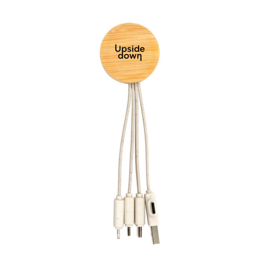 Round Bamboo Eco Charging Cables Natural